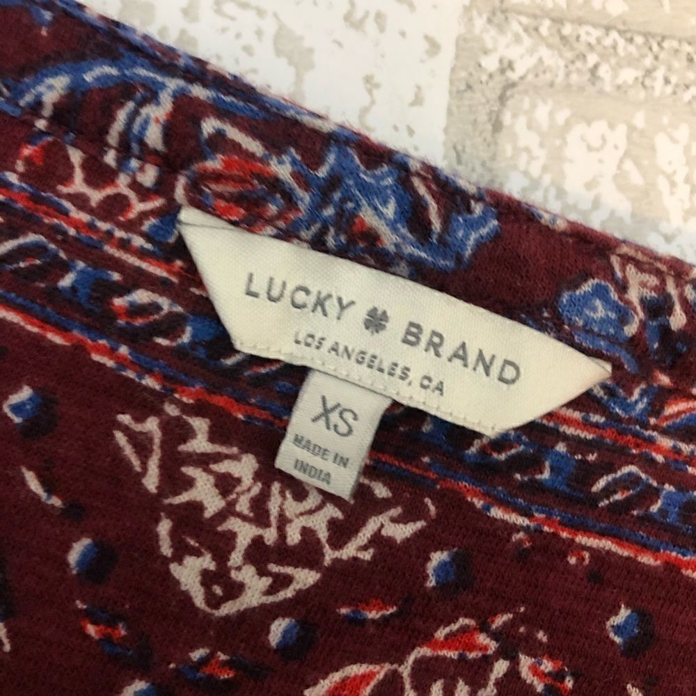 Lucky Brand Boho 3/4 Sleeve Peasant Top XS - Picture 4 of 6